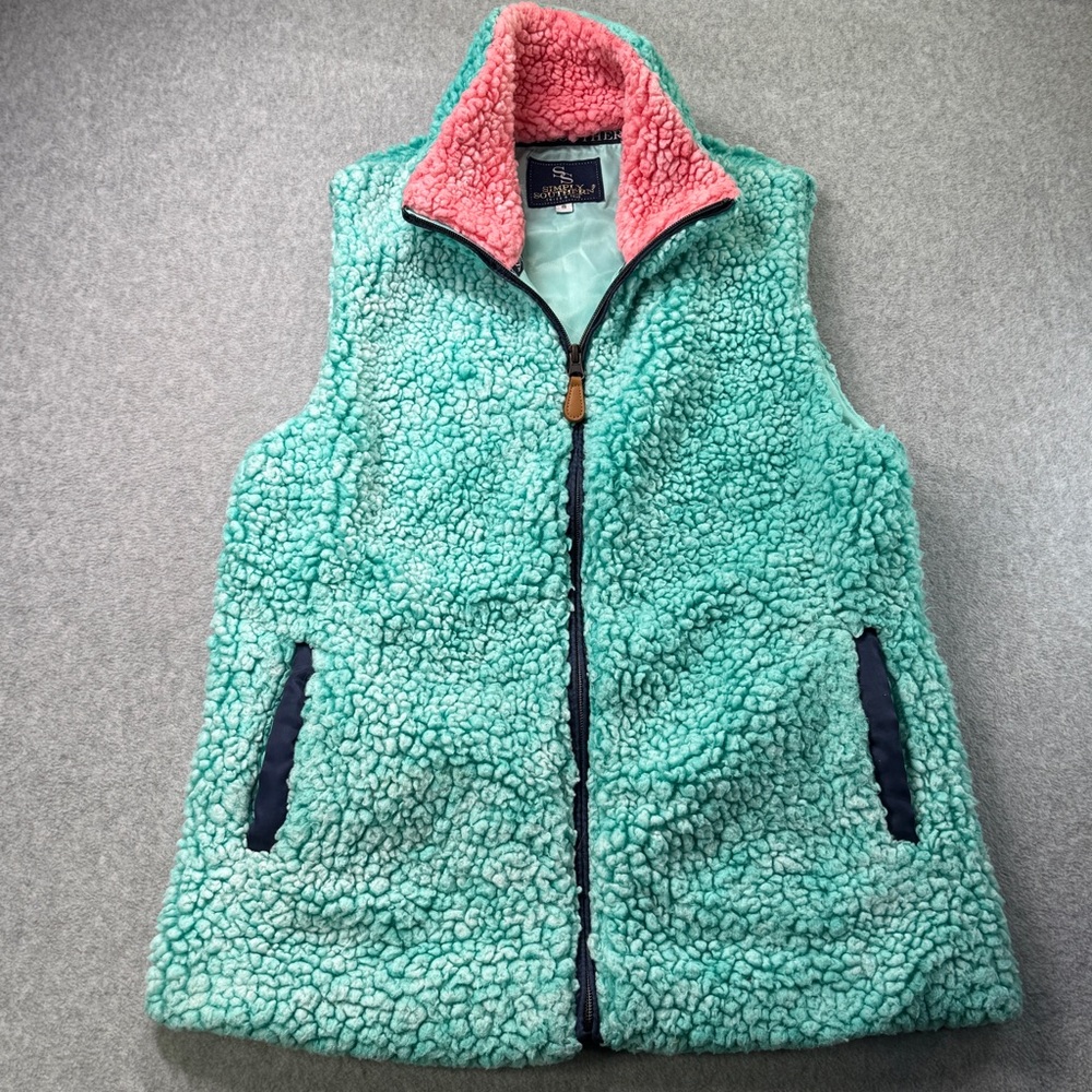 Simply Southern Coral and‎ Mint Fleece Vest